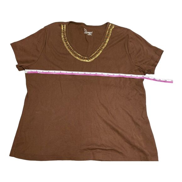 ByDesign Brown V-Neck Short Sleeved Shirt Women’s Size XL - Picture 5 of 9